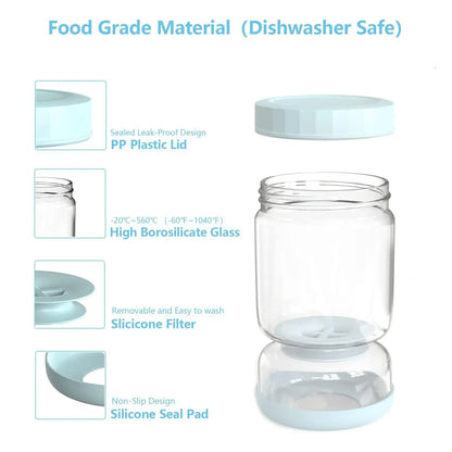 LUVAN 34Oz Glass Pickle Jar with Strainer Flip - Leakproof Airtight Kitchen Storage for Olives, Jalapenos, and Sliced Pickles - Dishwasher Safe Hourglass Design