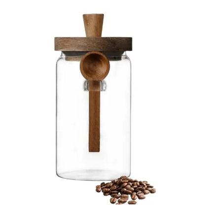 Elevate Your Kitchen with 20.3Oz Airtight Glass Food Storage Jars - Stylish Bamboo Wood Lid & Spoon for Coffee, Tea, and More - Perfect Mother’s Day Gift!