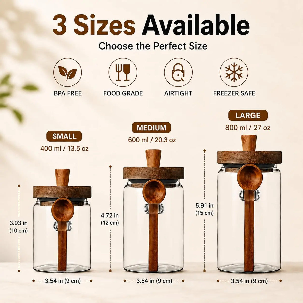 Elevate Your Kitchen with 20.3Oz Airtight Glass Food Storage Jars - Stylish Bamboo Wood Lid & Spoon for Coffee, Tea, and More - Perfect Mother’s Day Gift!