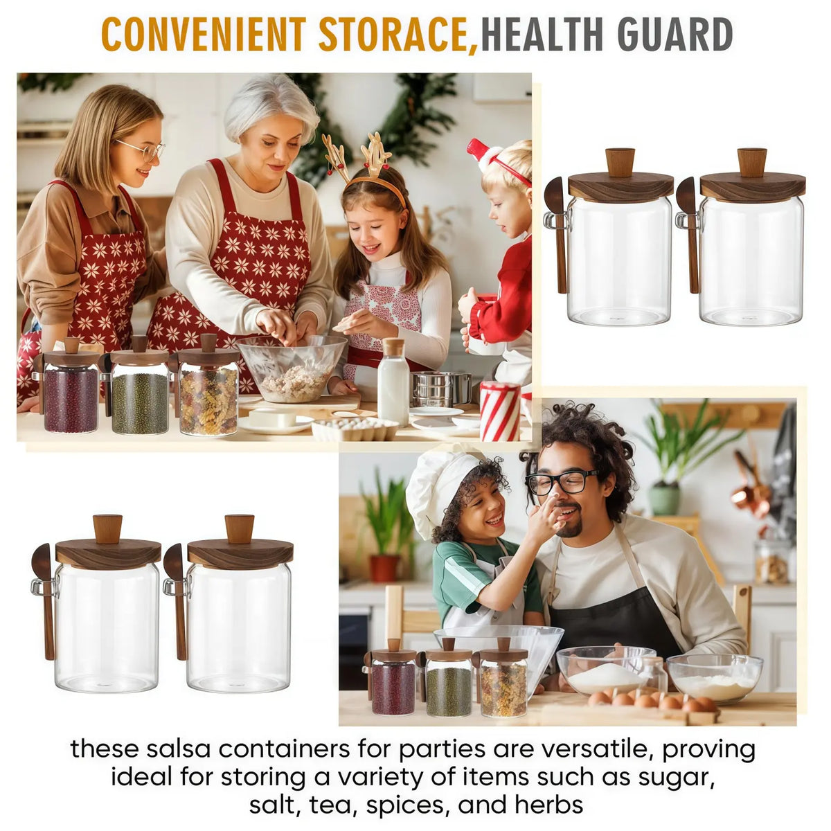 Elevate Your Kitchen with 20.3Oz Airtight Glass Food Storage Jars - Stylish Bamboo Wood Lid & Spoon for Coffee, Tea, and More - Perfect Mother’s Day Gift!