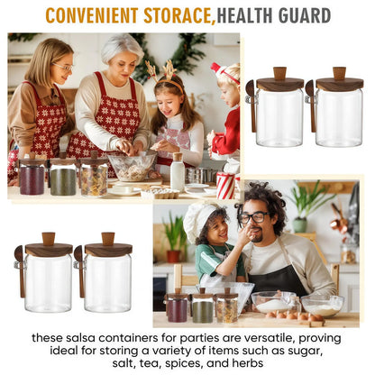 Elevate Your Kitchen with 20.3Oz Airtight Glass Food Storage Jars - Stylish Bamboo Wood Lid & Spoon for Coffee, Tea, and More - Perfect Mother’s Day Gift!