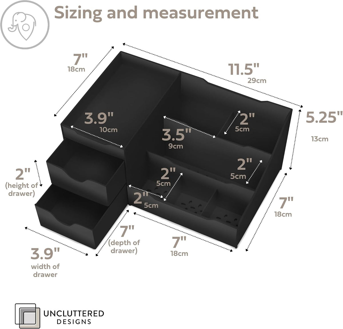 Elevate Your Grooming Routine with the Large Black Cosmetic Organizer - Perfect Multi-Drawer Storage for Aftershave, Deodorant, Beard Care, and More!