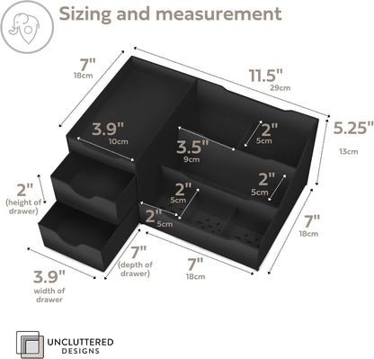 Elevate Your Grooming Routine with the Large Black Cosmetic Organizer - Perfect Multi-Drawer Storage for Aftershave, Deodorant, Beard Care, and More!