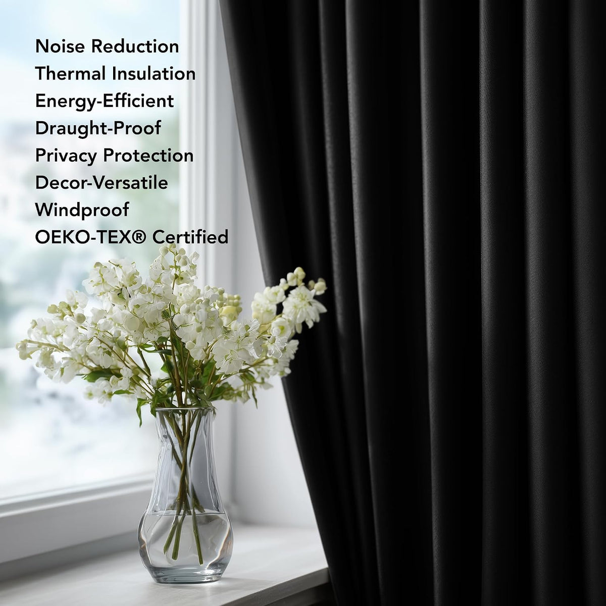 Transform Your Space with Deconovo Thermal Blackout Curtains - Energy Efficient Drapes for Bedroom & Living Room, 46" x 54", 1 Pair