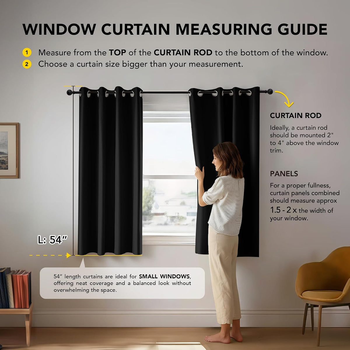 Transform Your Space with Deconovo Thermal Blackout Curtains - Energy Efficient Drapes for Bedroom & Living Room, 46" x 54", 1 Pair