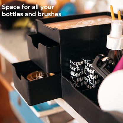 Elevate Your Grooming Routine with the Large Black Cosmetic Organizer - Perfect Multi-Drawer Storage for Aftershave, Deodorant, Beard Care, and More!
