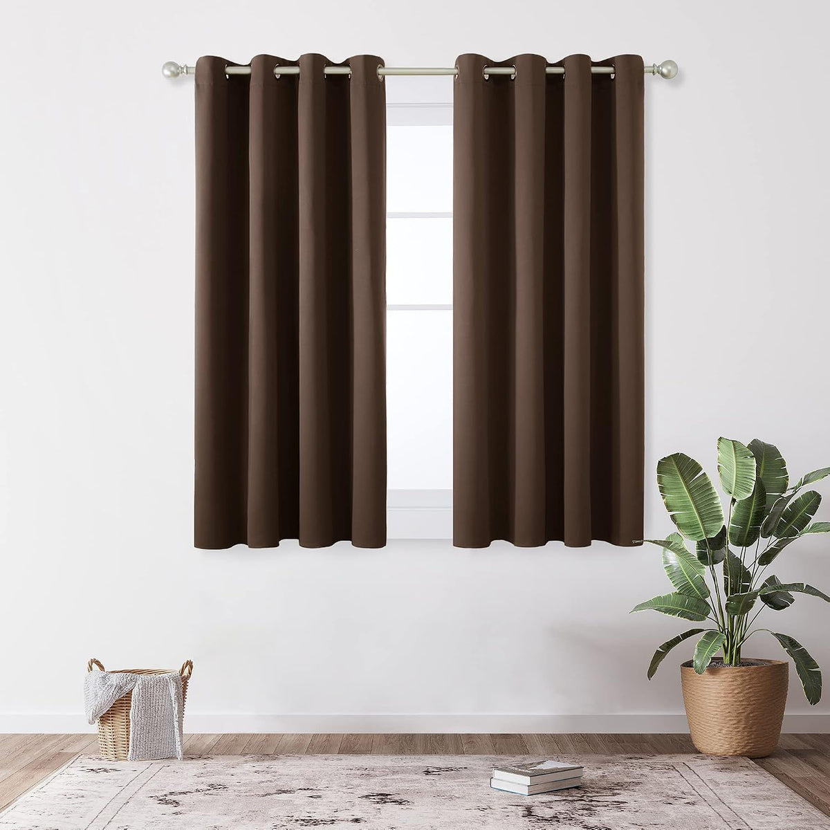 Transform Your Space with Mocha Thermal Insulated Grommet Blackout Curtains - Set of 2 Panels (46 x 54 Inch)