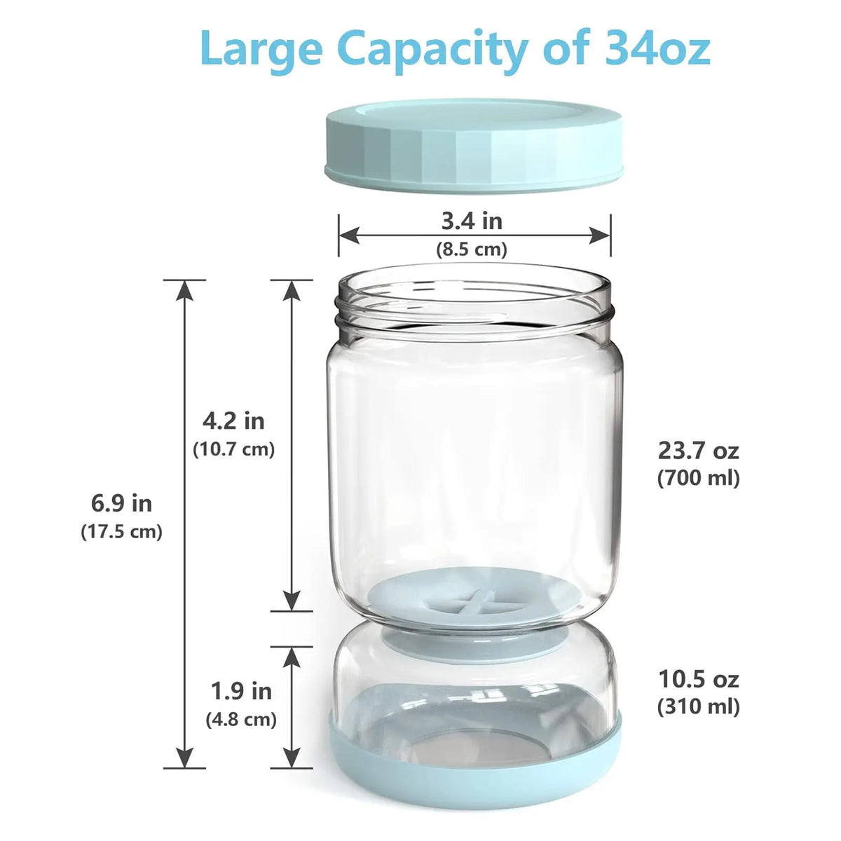 LUVAN 34Oz Glass Pickle Jar with Strainer Flip - Leakproof Airtight Kitchen Storage for Olives, Jalapenos, and Sliced Pickles - Dishwasher Safe Hourglass Design