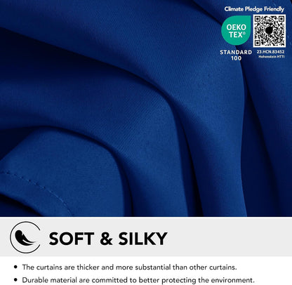 Luxurious Thermal Insulated Blue Eyelet Blackout Curtains - Perfect for Bedroom & Living Room, 46 x 54 Inch, Set of 2 Panels