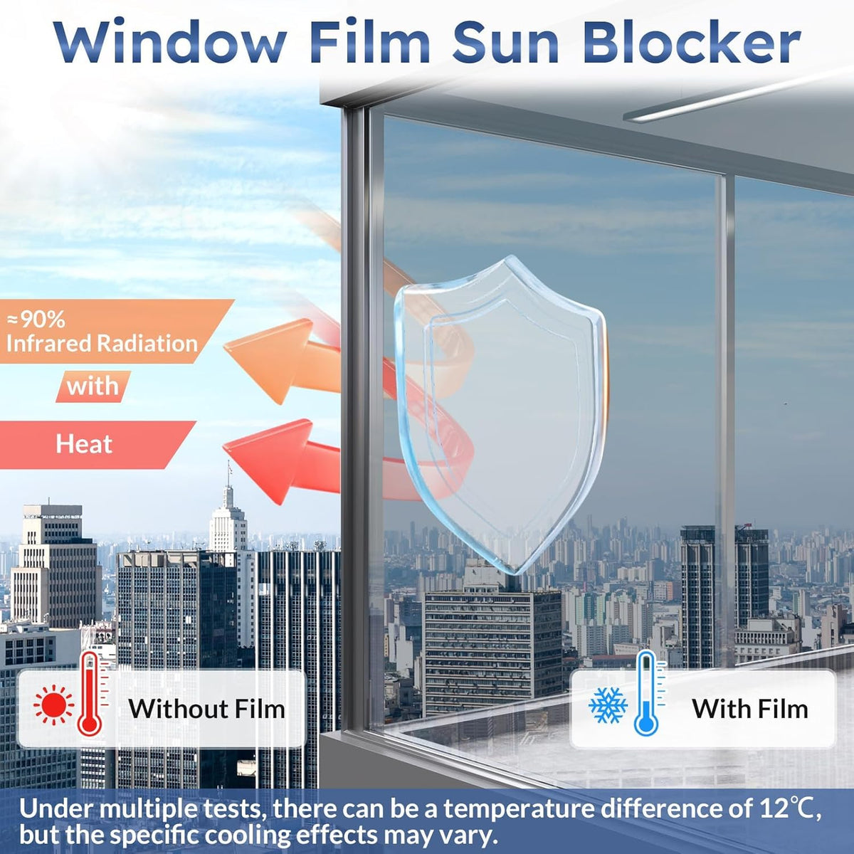 Transform Your Space with Silver Heat Reflective Window Film - One Way Mirror Privacy Tint for Ultimate UV Protection, 44.5 x 200 cm