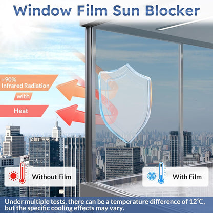 Transform Your Space with Silver Heat Reflective Window Film - One Way Mirror Privacy Tint for Ultimate UV Protection, 44.5 x 200 cm