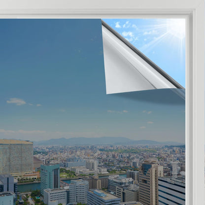 Transform Your Space with Silver Heat Reflective Window Film - One Way Mirror Privacy Tint for Ultimate UV Protection, 44.5 x 200 cm