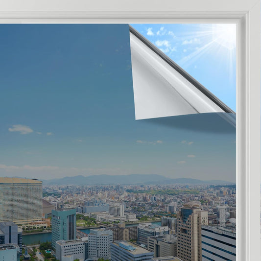 Transform Your Space with Silver Heat Reflective Window Film - One Way Mirror Privacy Tint for Ultimate UV Protection, 44.5 x 200 cm