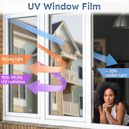 Transform Your Space with Silver Heat Reflective Window Film - One Way Mirror Privacy Tint for Ultimate UV Protection, 44.5 x 200 cm